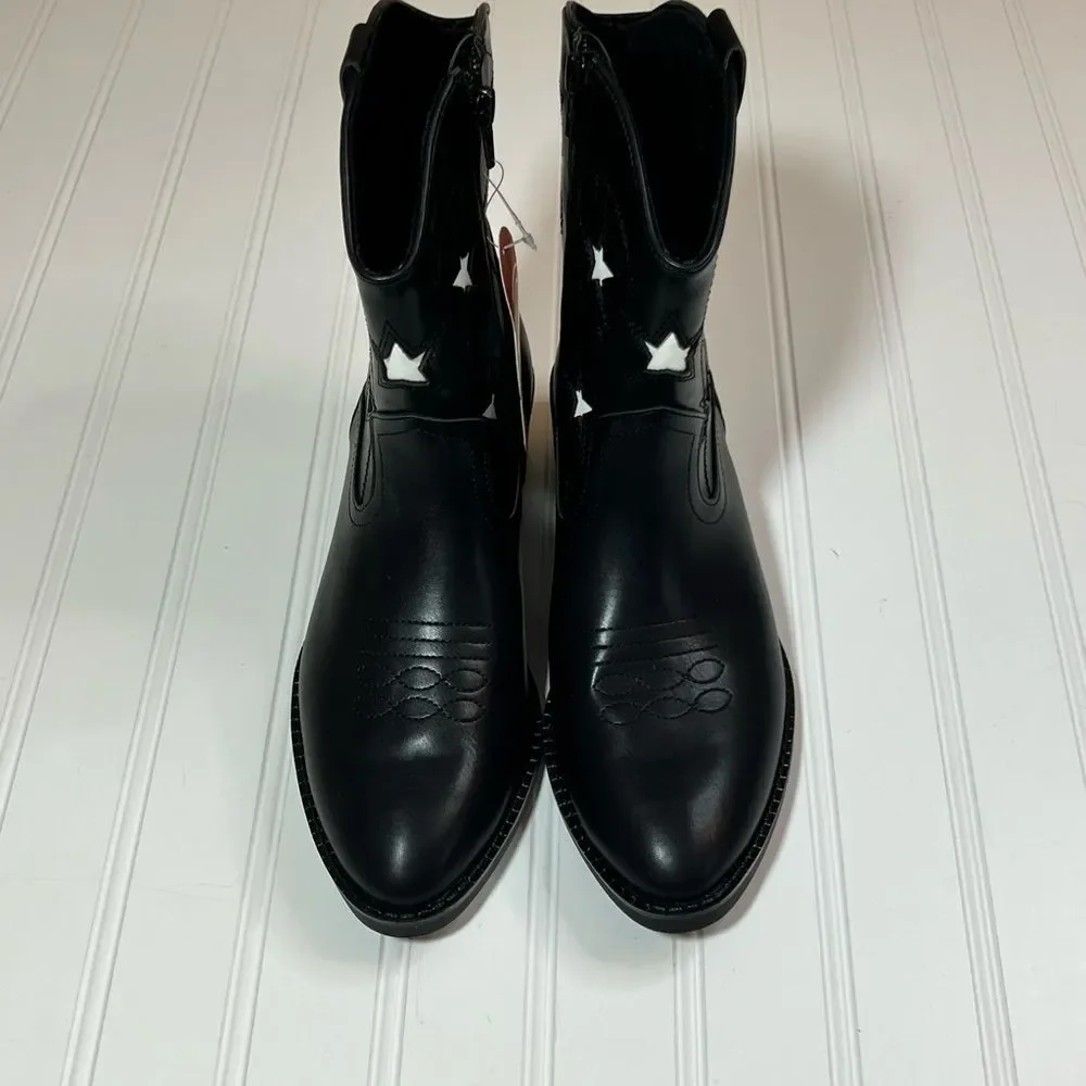 Wonder Nation Kids Black Boots with White Stars Size 5 NWT